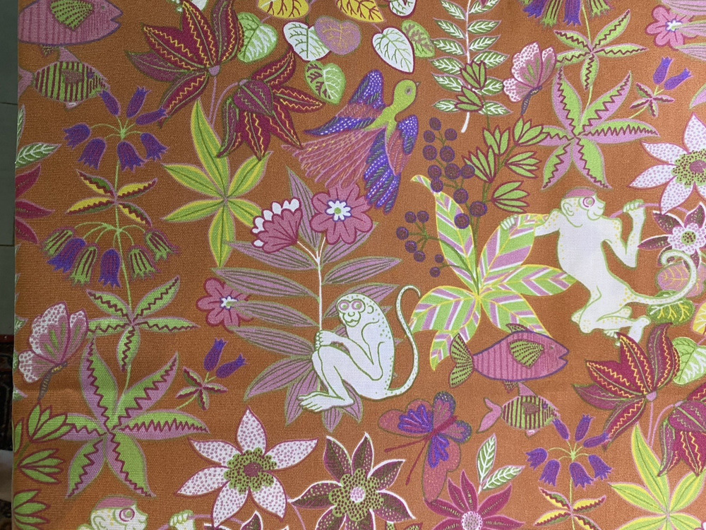 Waverly MONKEYIN' AROUND Sun N Shade Orange Monkey Tropical Fabric 54"W x2.75yd